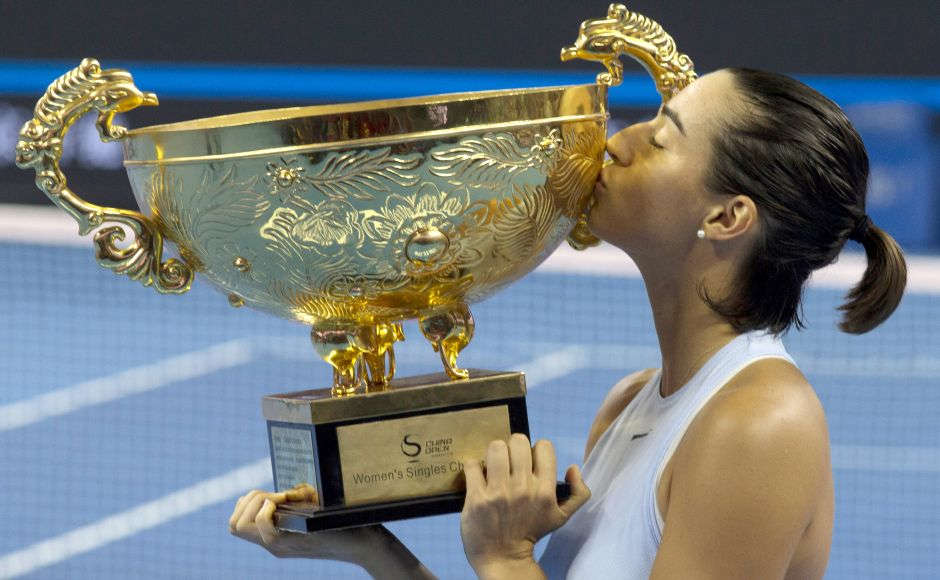 Caroline Garcia With the Cup After Emerging Winner of the Women's Category at the China Open 2017 Finals