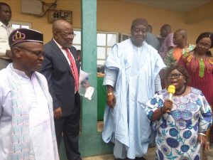 Mrs Nkwo speaking while Bassey is looking 