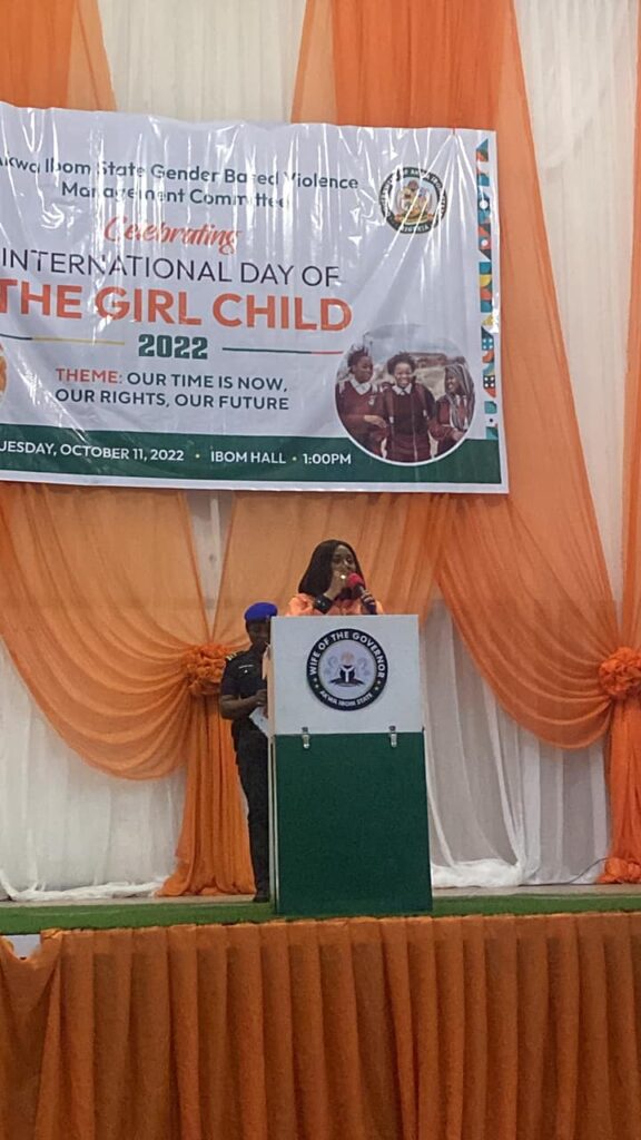 Akwa Ibom Governor’s wife, Dr. Mrs. Martha Emmanuel presenting address at the occasion- straightnews