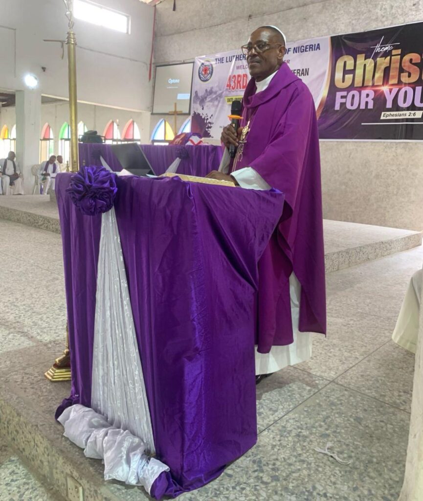 The National President and Archbishop of the Lutheran Church of Nigeria, Most Rev. Dr. Christian Ekong addresses the congregation - Straightnews