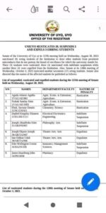 List of affected students - Straighnews