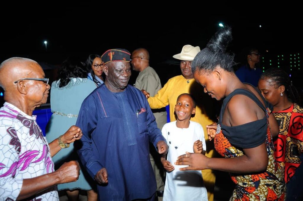 Sen. Emmanuel Ibokessien, RACEF Chairman dancing at the party- Straightnews