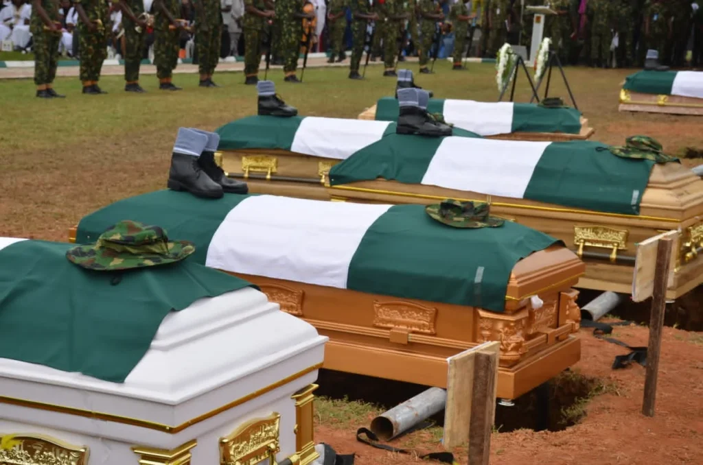 Coffins of solders killed in Delta state - straightnews