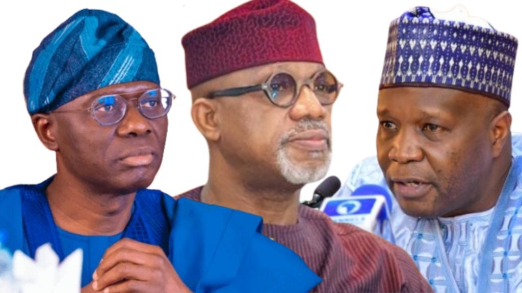 Lagos State Governor, Babajide Sanwo-Olu, Ogun State Governor, Dapo Abiodun and Gombe State Governor, Muhammad Inuwa Yahaya - Straightnews