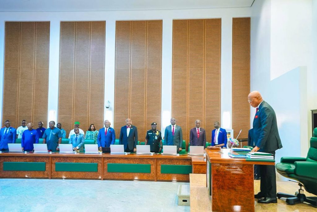 Gov Umo Eno inaugurating the illegal mining committee - Straightnews