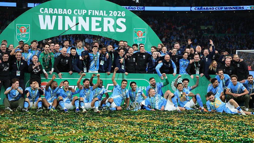 Man City pound Arsenal to Lift Carabao Cup Manchester City rejoicing with Carabao Cup - Straightnews