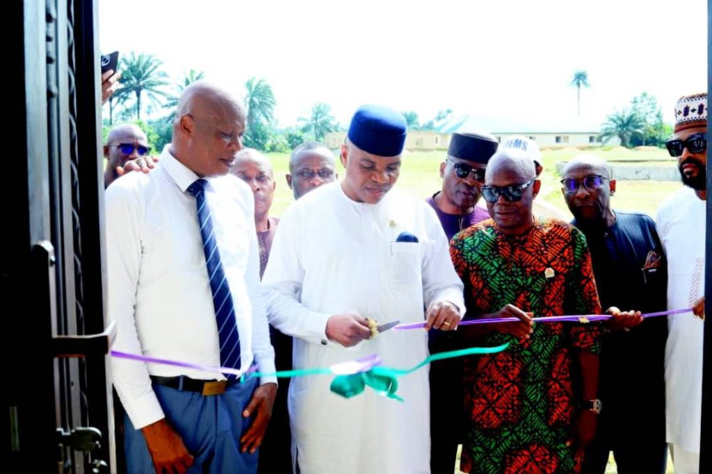 Rt. Hon. Unyime Idem commissioning a project at Atlantic University, Uyo - Straightnews