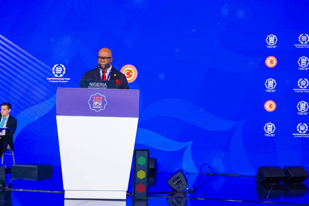 Senator Godswill Akpabio speaking at IPU Meeting - Straightnews