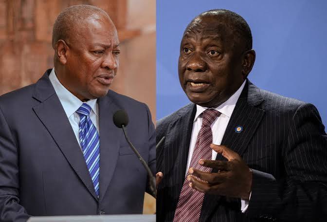 Ghana Turns Down President Ramaphosa’s State Visit Request Ghanaian President John Mahama and South African Cyril Ramaphosa - Straightnews